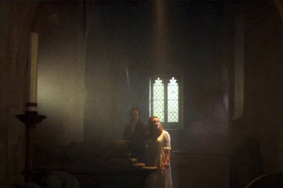 the room is dark and dusty