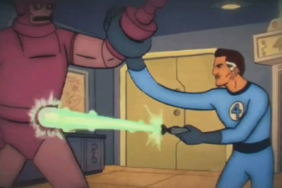 Mr. Fantastic fighting a robot