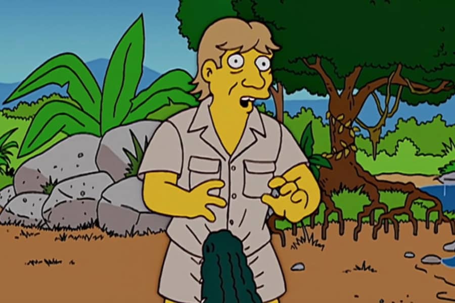 gator biting the Gator Baiter in the crotch