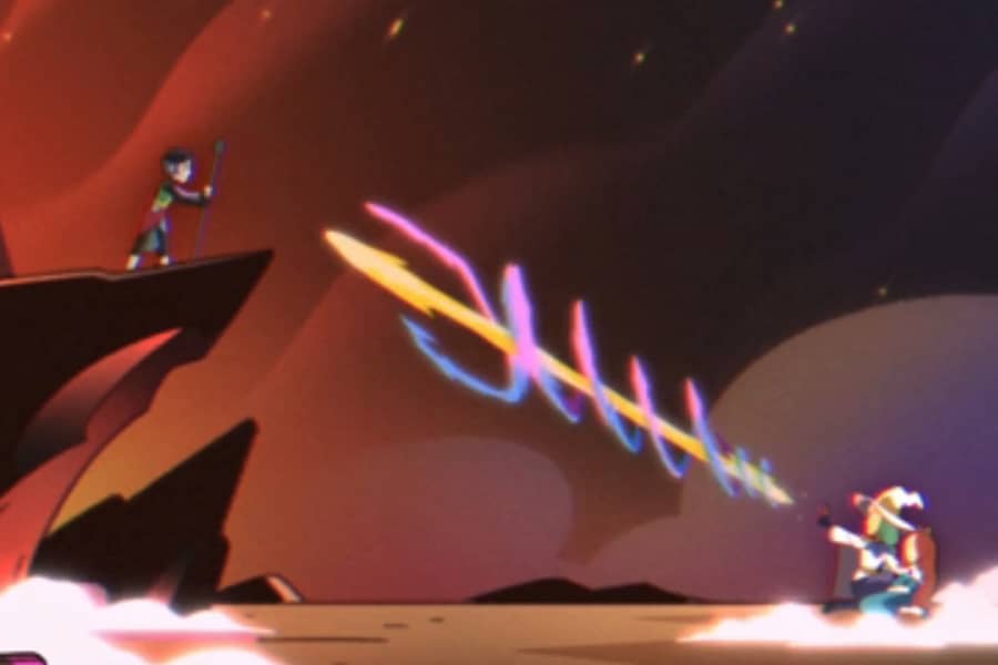 Azure sends an electric pulse toward Villainous Lucy