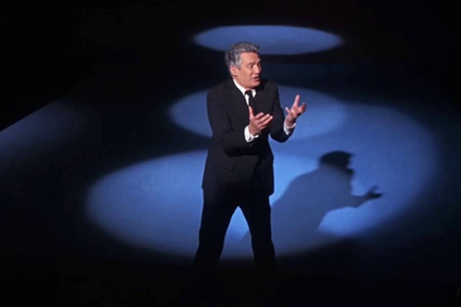 Howard Beale in blue spotlight