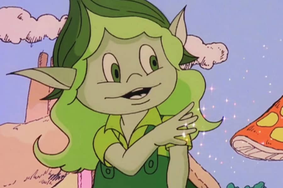 green girl Likeable producing sparkles from her hand