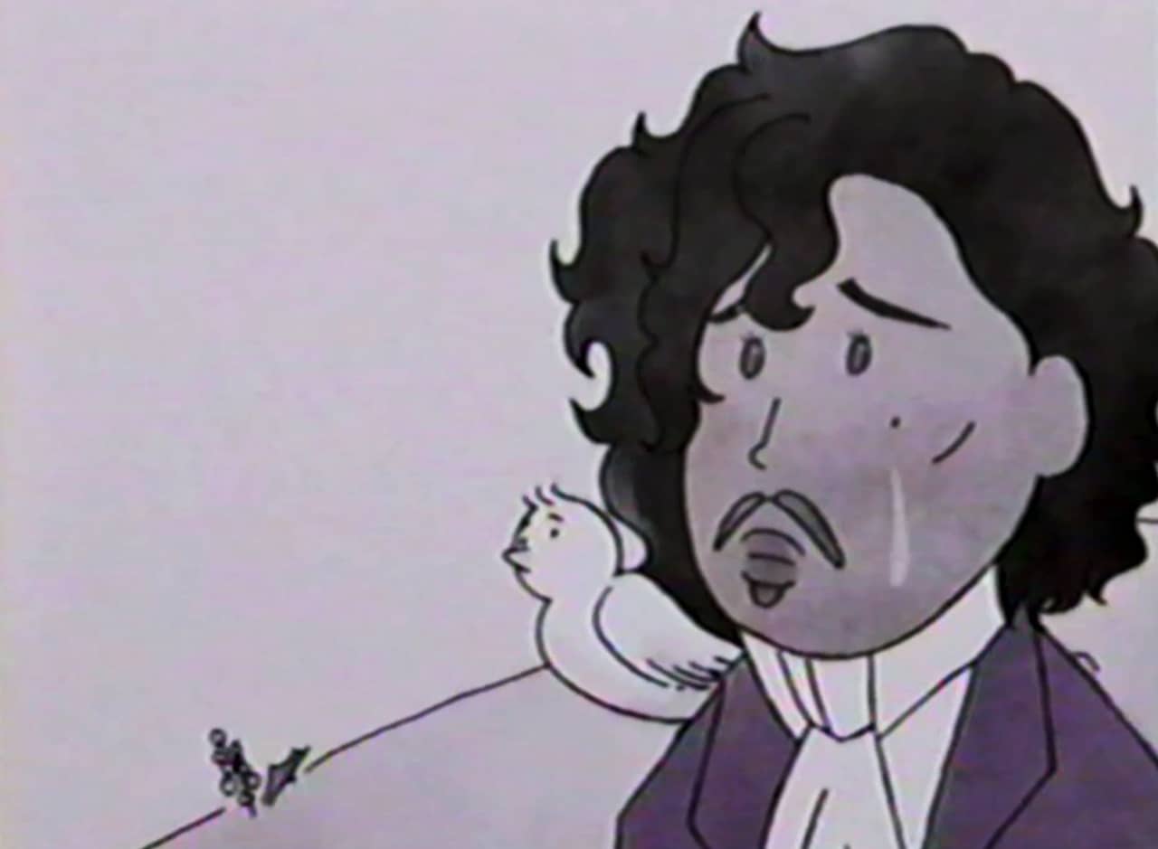 Prince the singer in the animation style of The Little Prince