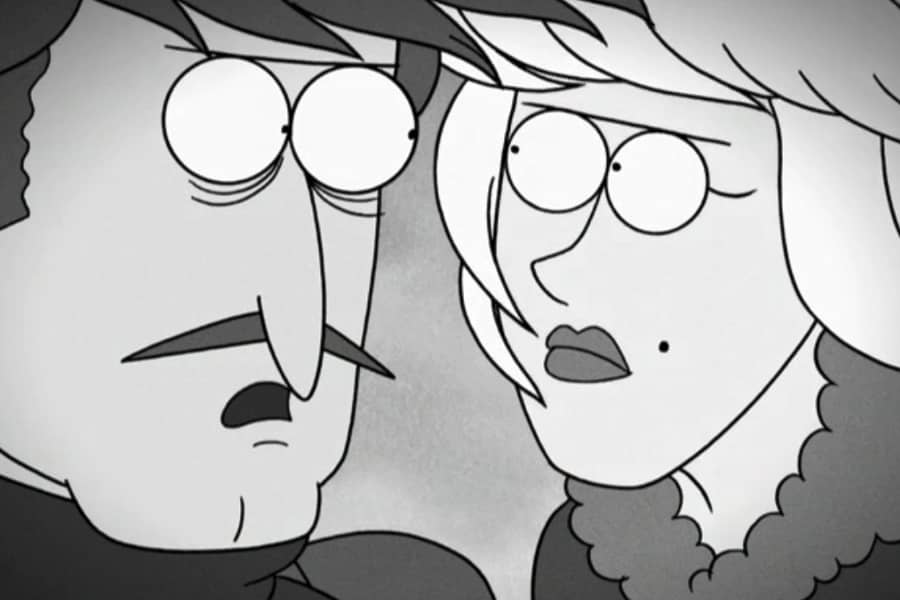 closeup of the man and woman talking