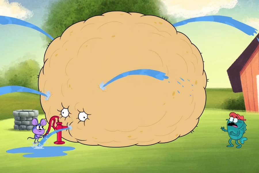 Now Louie is taking on water from the pump and he is so huge and water is starting to leak out of him