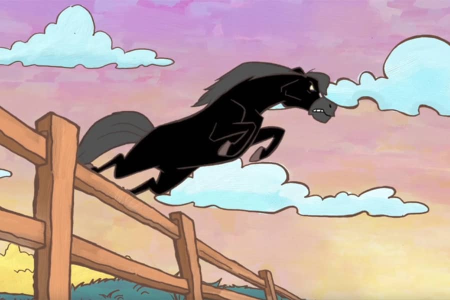 Thunderbolt jumping over a fence