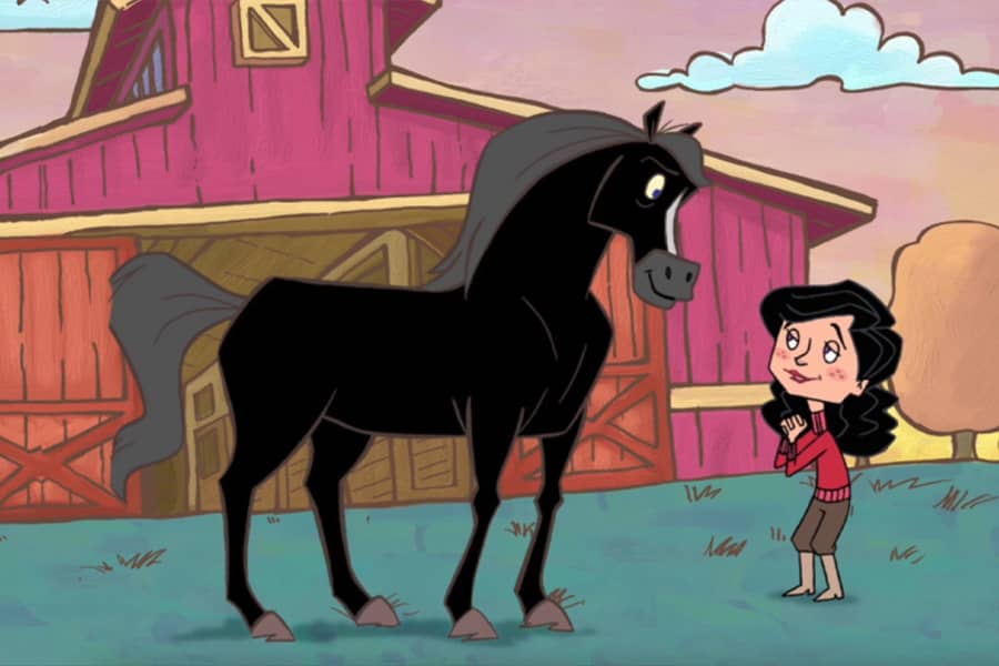 Thunderbolt befriending a girl on a farm