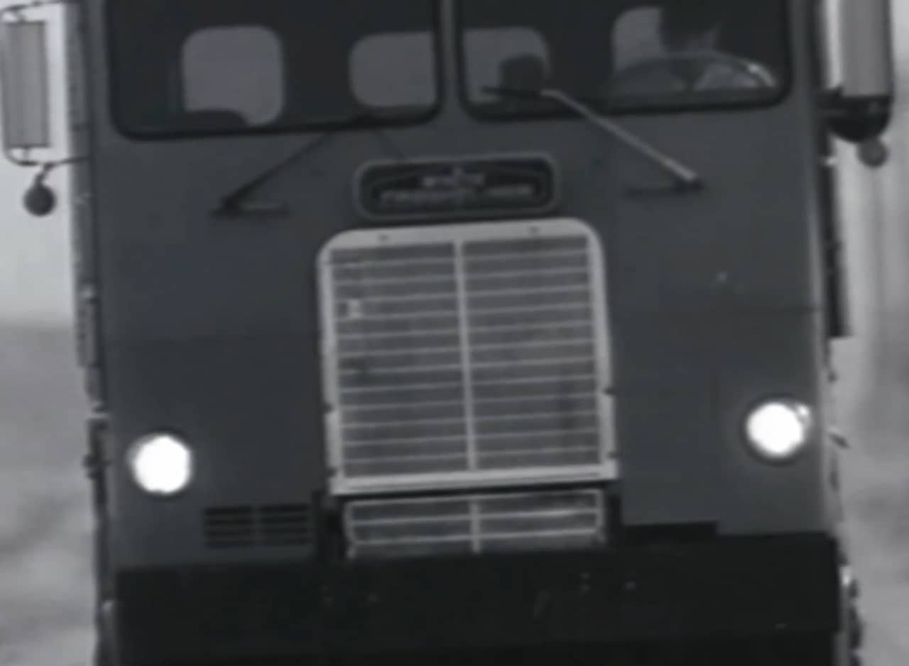 black and white: the front of a truck