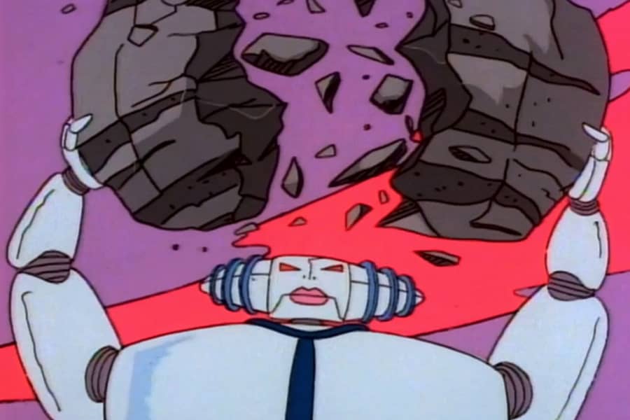 Metalitron splitting a giant boulder above its head