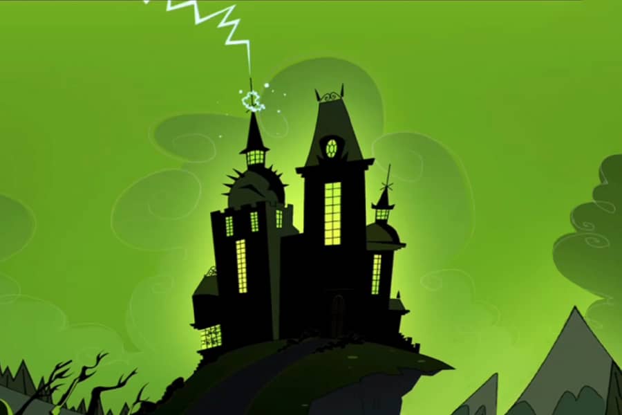 creepy castle on a hill