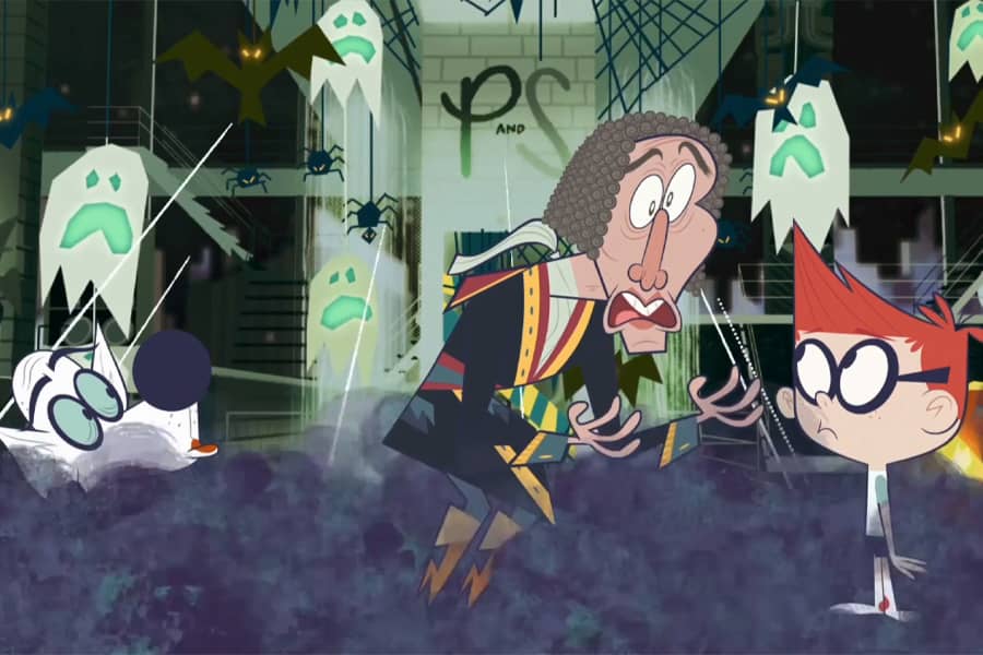 Mr. Peabody and Sherman with a historical guest on Halloween