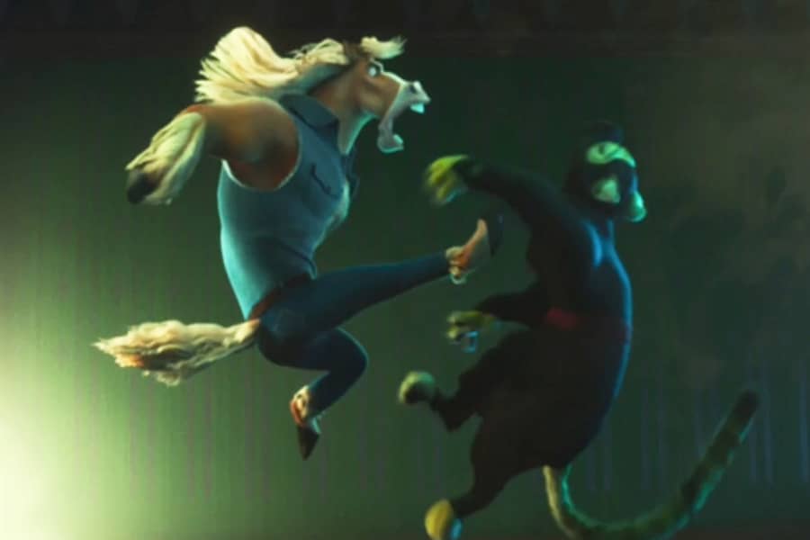 The Neighsayer kicking a ninja cat in the face