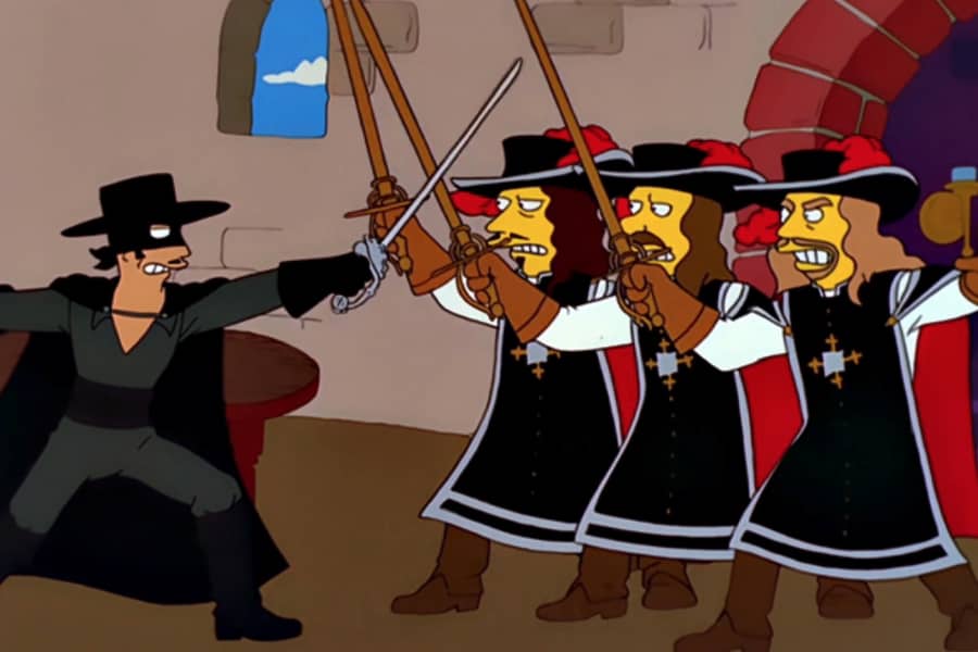 Zorro fights the Three Musketeers