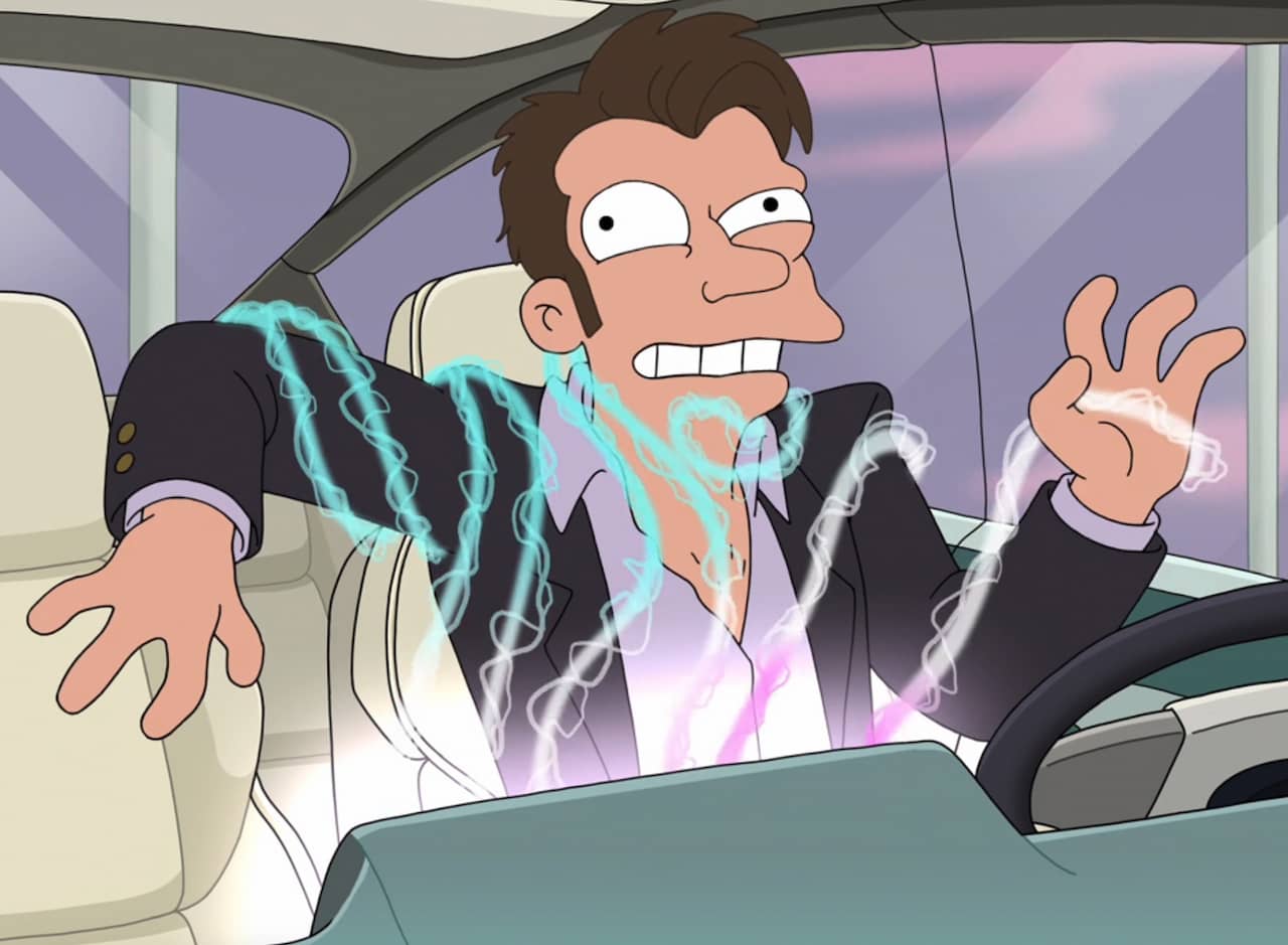 tech guy getting zapped by his car