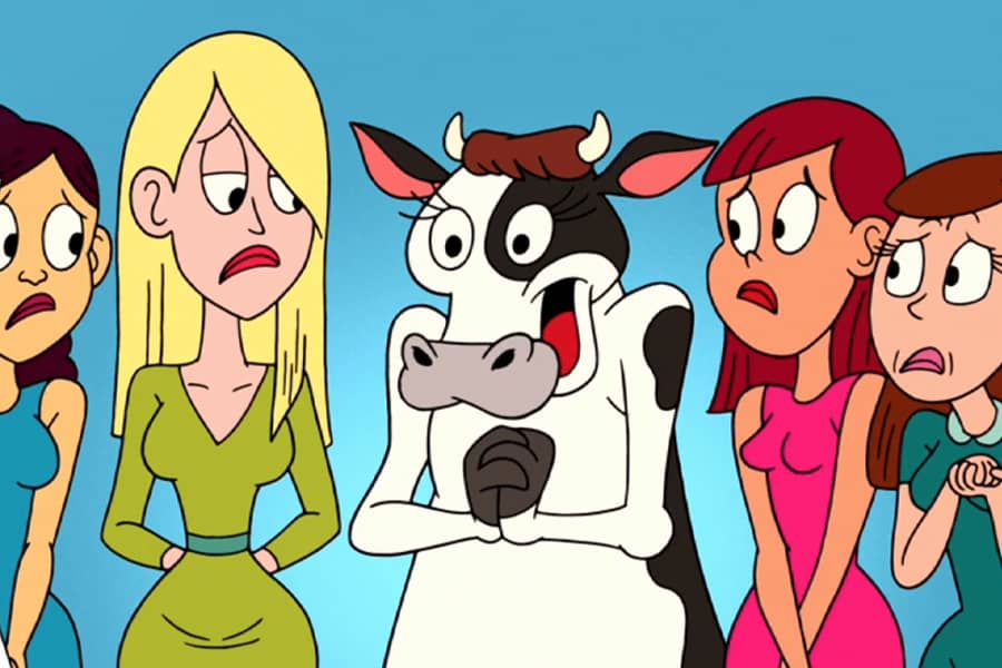 an excited cow
