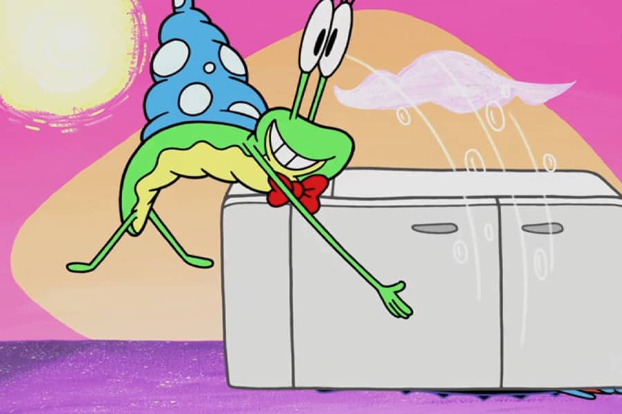 Snail Fail slamming a refrigerator on Sir Urchin