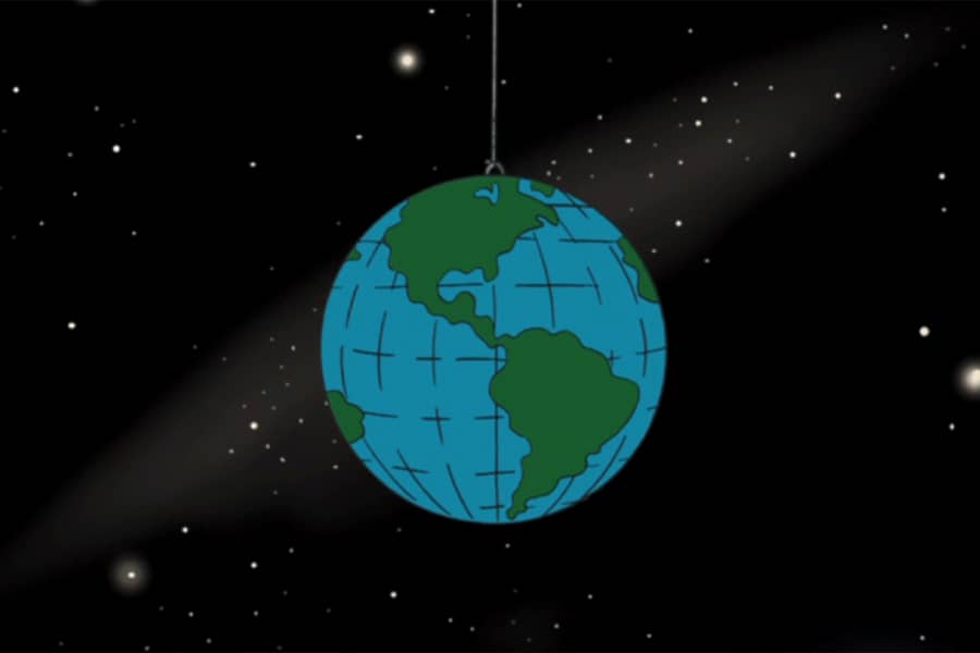 globe hanging from a string