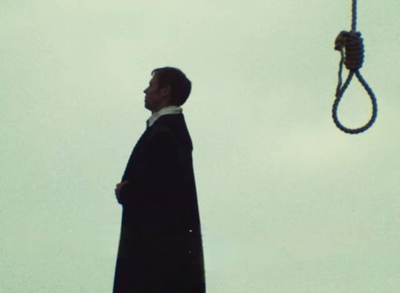 a man, Master Pfreim, standing near a noose