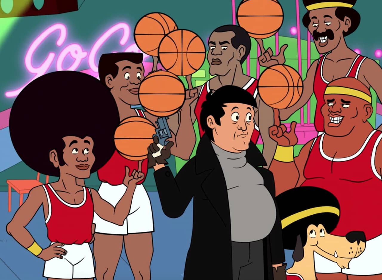 The Watts Worldtravelers basketball team spinning basketballs on their fingers with Colt Luger and Afro Dog