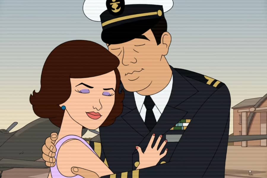 the captain and his love embrace