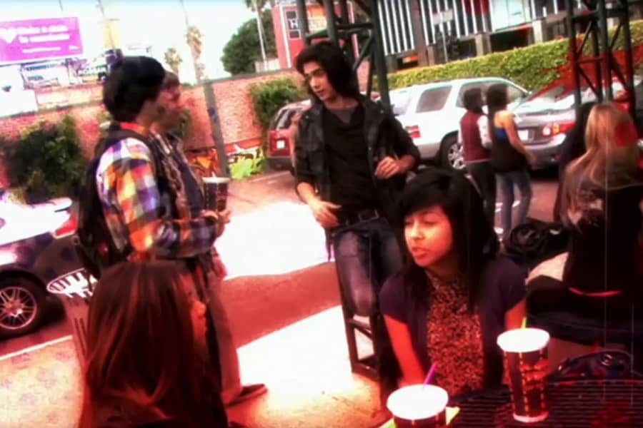 teens hanging out outside