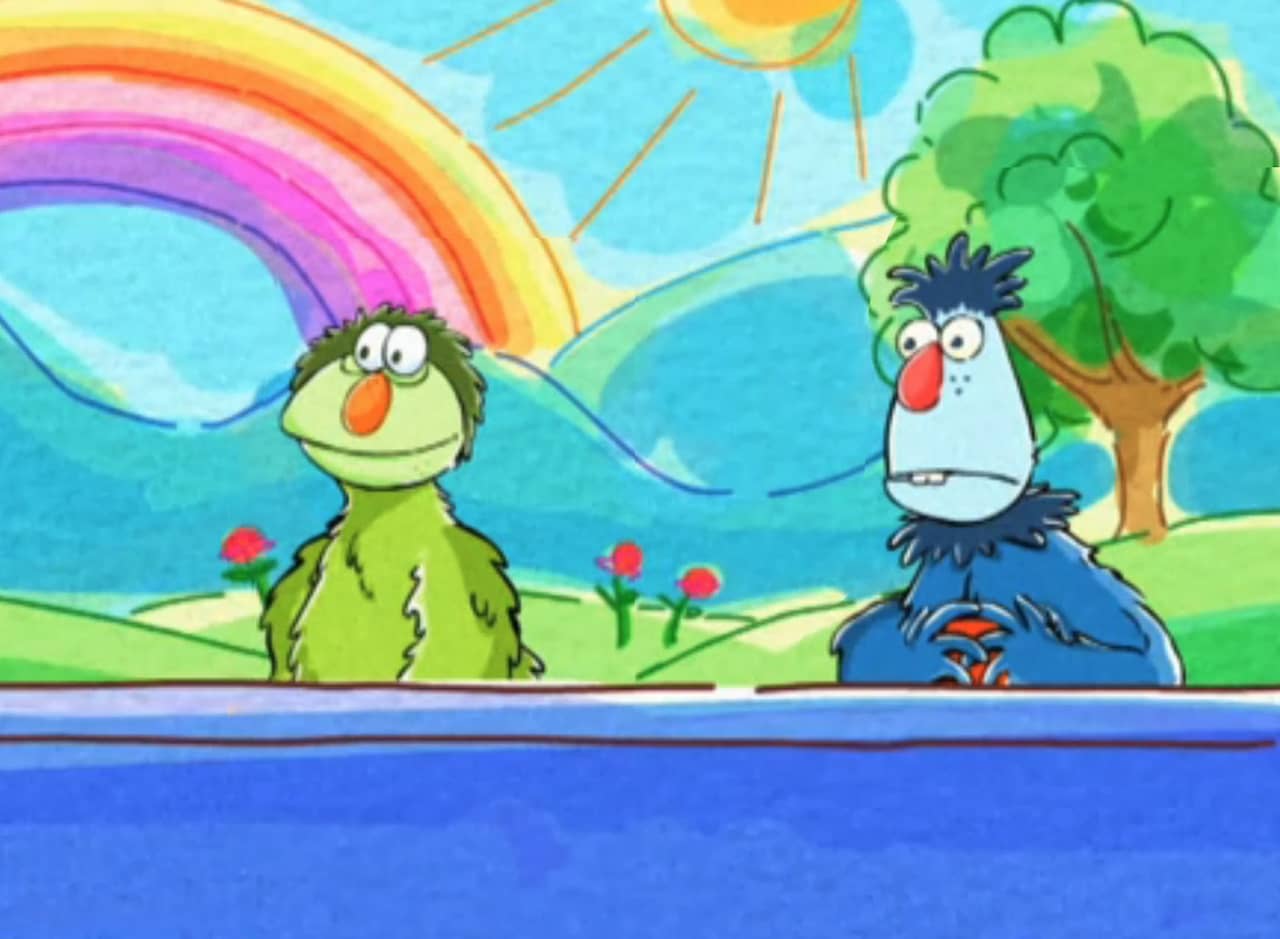 a green and a blue wuppet