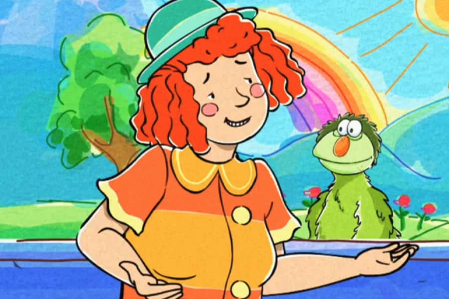red-haired girl shrugging