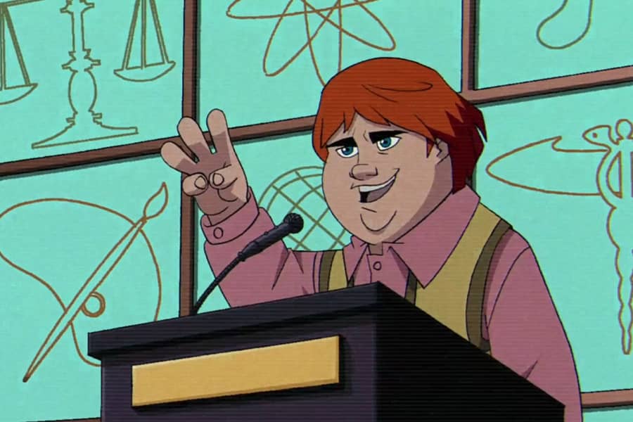 Artie Brown, a teen boy contestant holding up three fingers