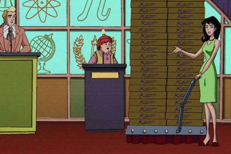 woman rolling out two tall stacks of Kremelos boxes