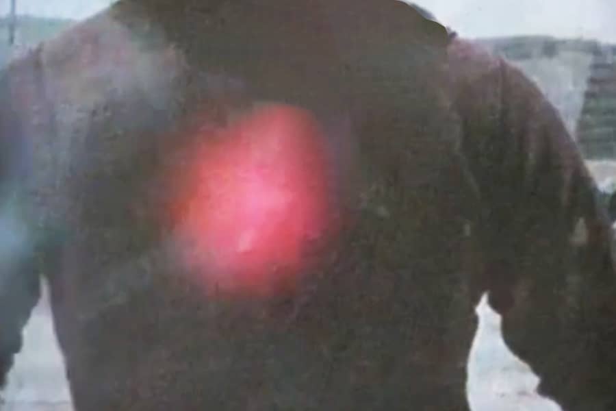 bad guy’s back glowing red