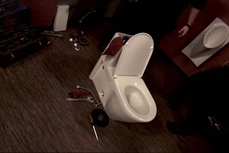 dramatic shot of a toilet