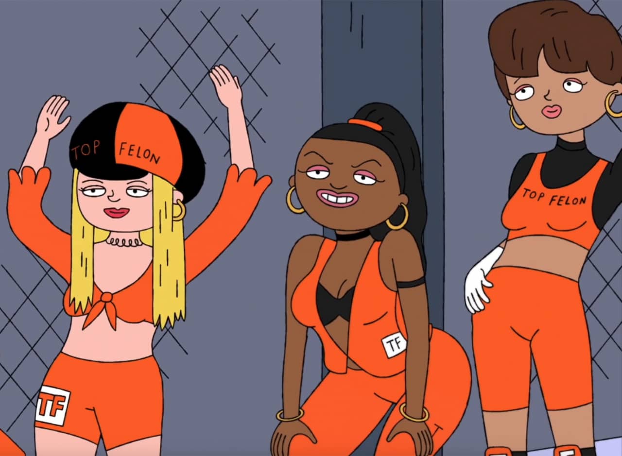 prisoners wearing jail orange, but sexy outfits