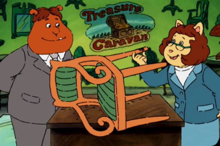 host with a man and an armchair on its side