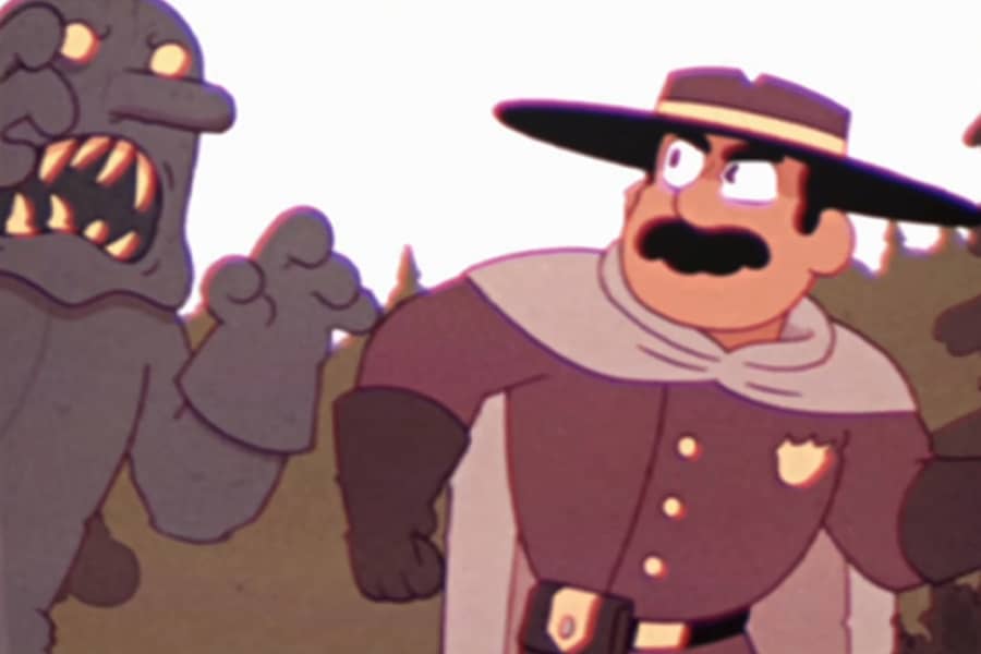 troll fighting with Safety Patrol officer Erik Ahlberg