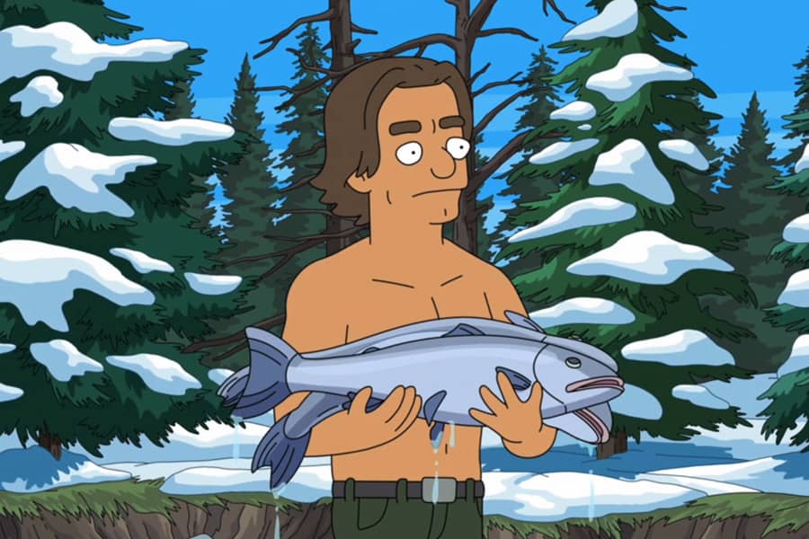 Tusk carrying a bunch of fish