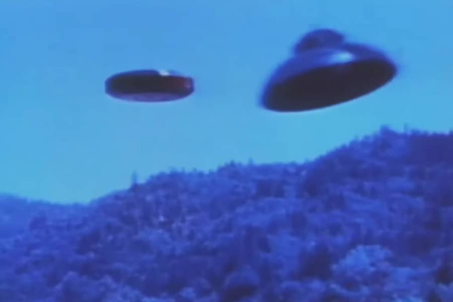 a UFO flying in the sky