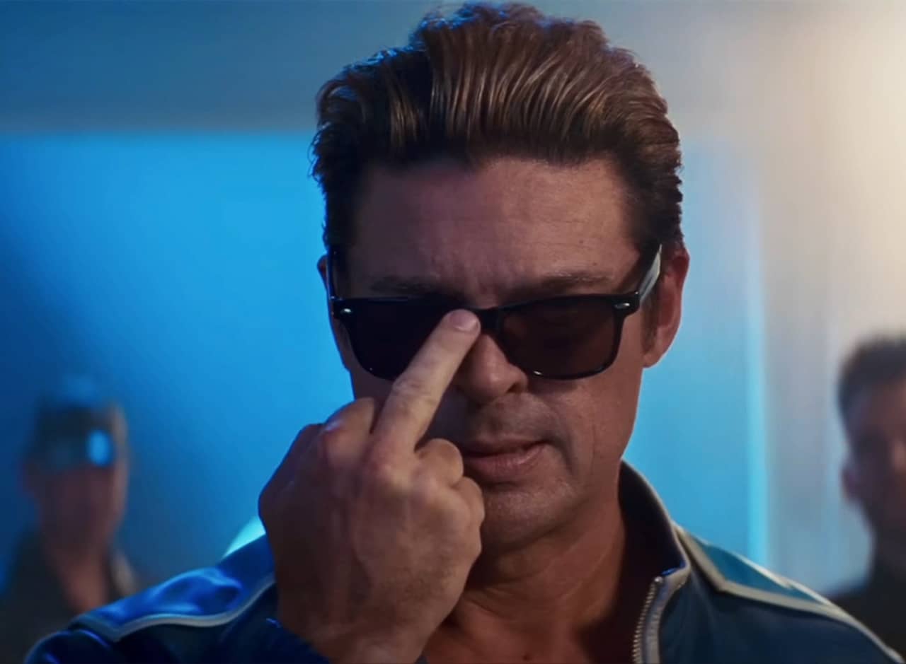 Johnny Cage pushing up his sunglasses with his middle finger