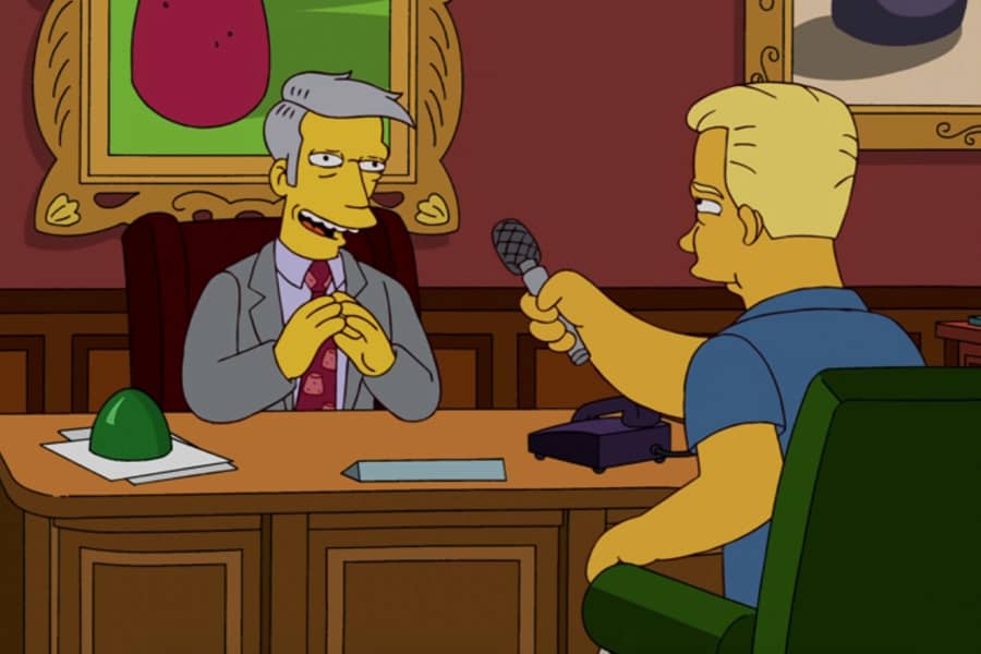 Howser interviewing a gum drop executive