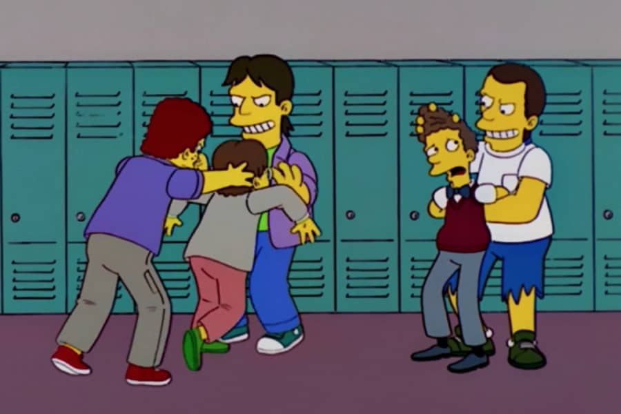 bullies beating up some smaller kids