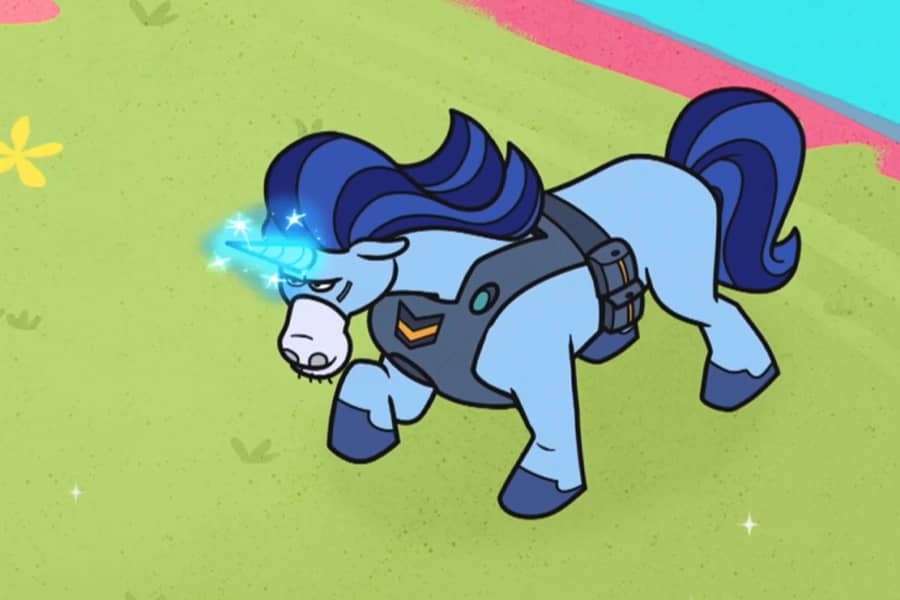 Sergeant Stampede’s horn glittering and glowing