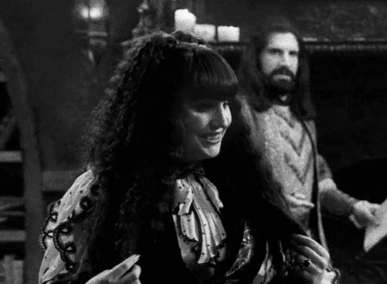 black and white grainy film: Nadja and Nandor