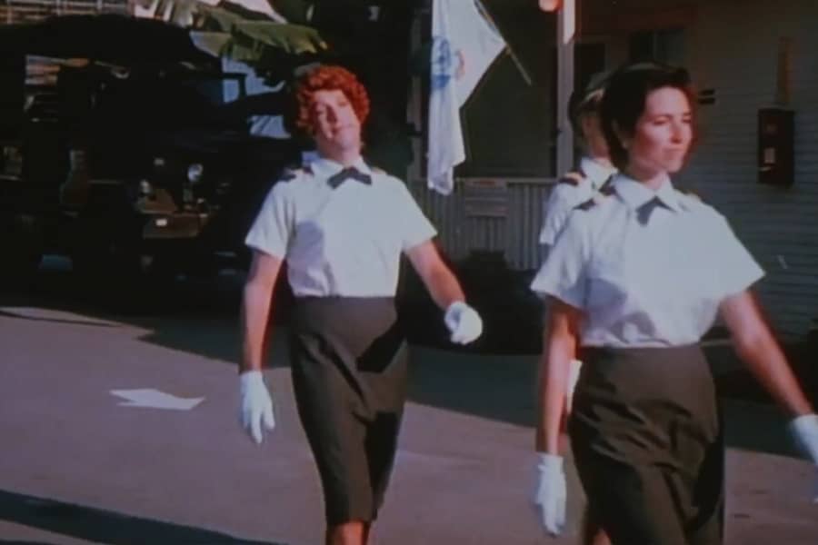 Gary wearing a wig and women’s uniform