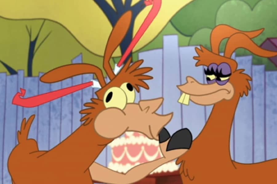 Walter blowing two party horns with his ears