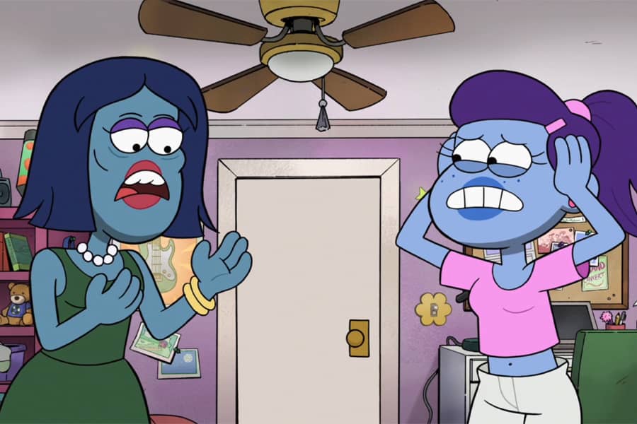 mother and daughter in teen bedroom, upset