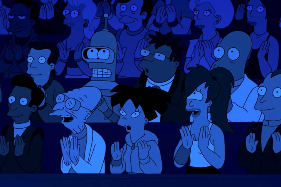 the Planet Express crew in the audience