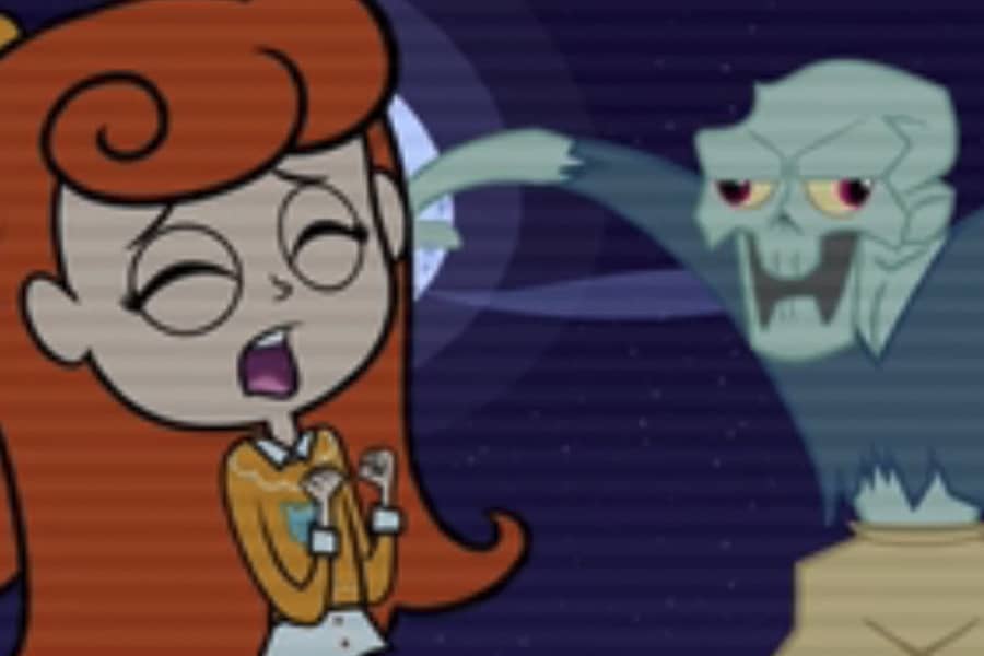 girl screaming as a zombie walks up
